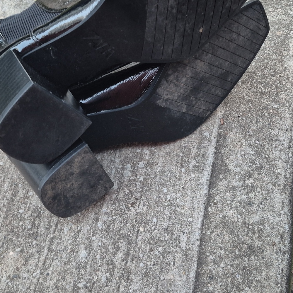 Black Patent Leather Ankle Boots - Picture 2 of 5